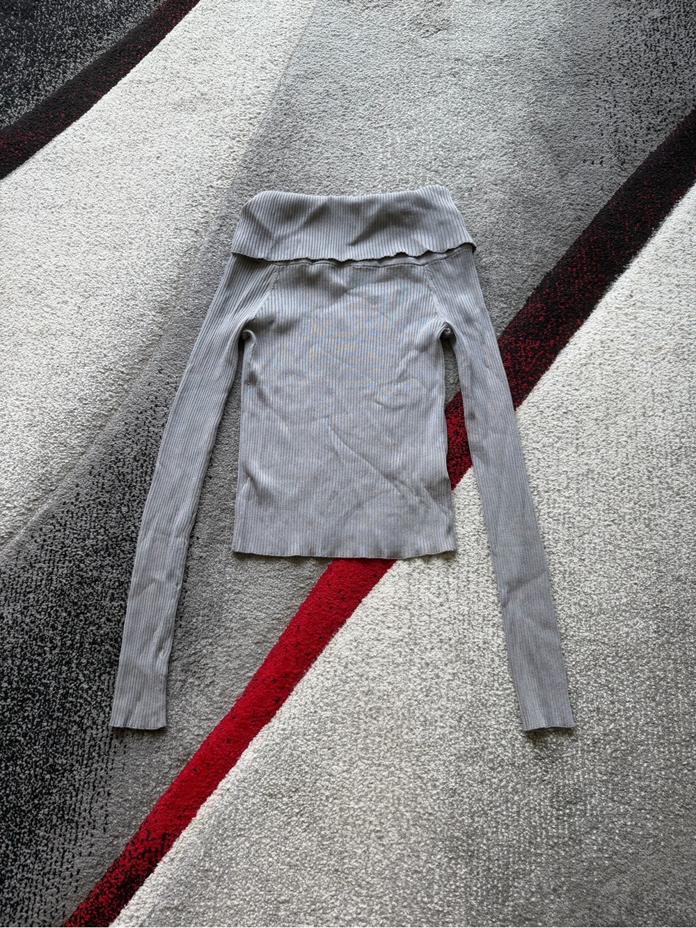 & Other Stories Gray Off Shoulder Ribbed Knit Top